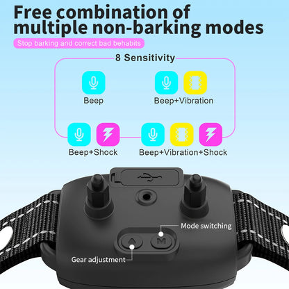 Smart Automatic Anti Barking Dog Collar Rechargeable Bark Stopper Stop Barking HD Digital Display IP67 Waterproof Collar For 