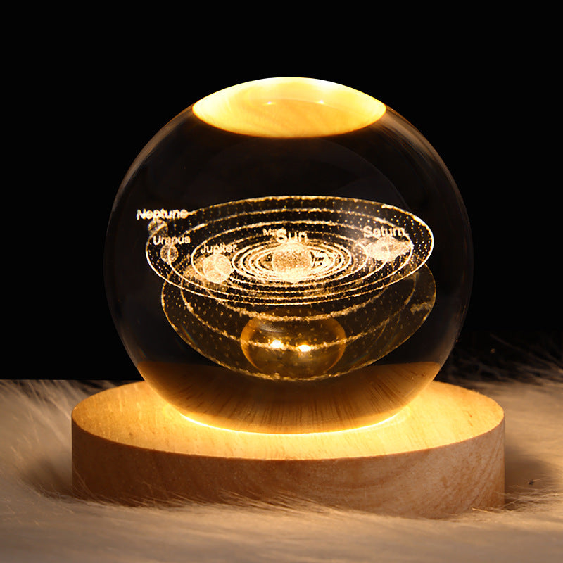 Luminous Starry Sky And Planets Moon Moon Crystal Ball Small Night Lamp Projection Ambience Light Creative Gift New Strange G