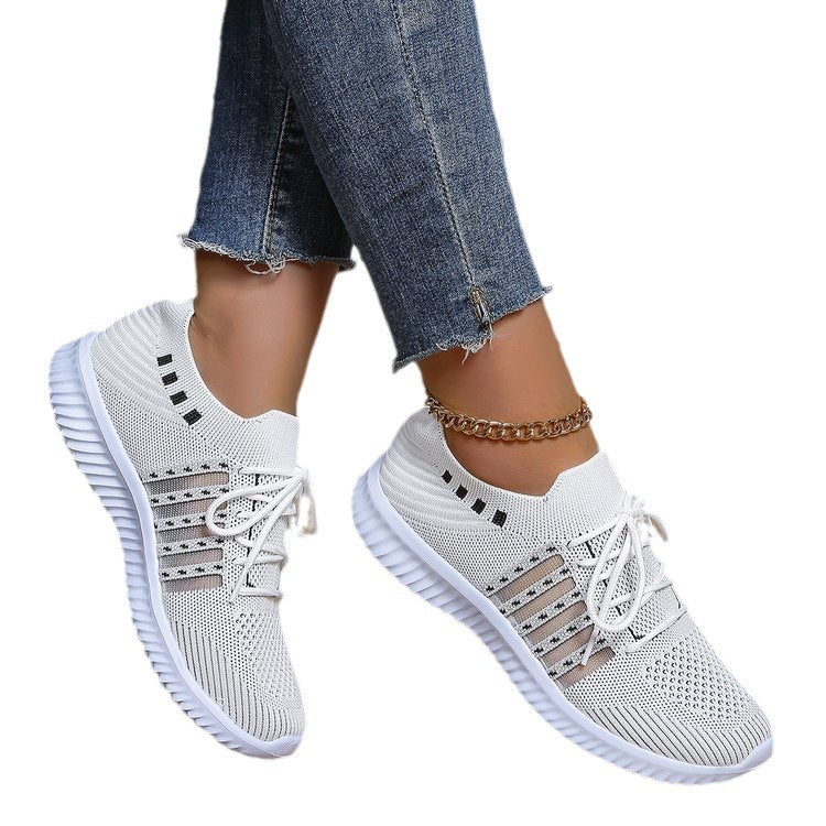 Women's Fashion Casual Flyknit Wedge Lace-up Mesh Shoes 6b284c5b a618 4a3e bce4 7ee004674d42