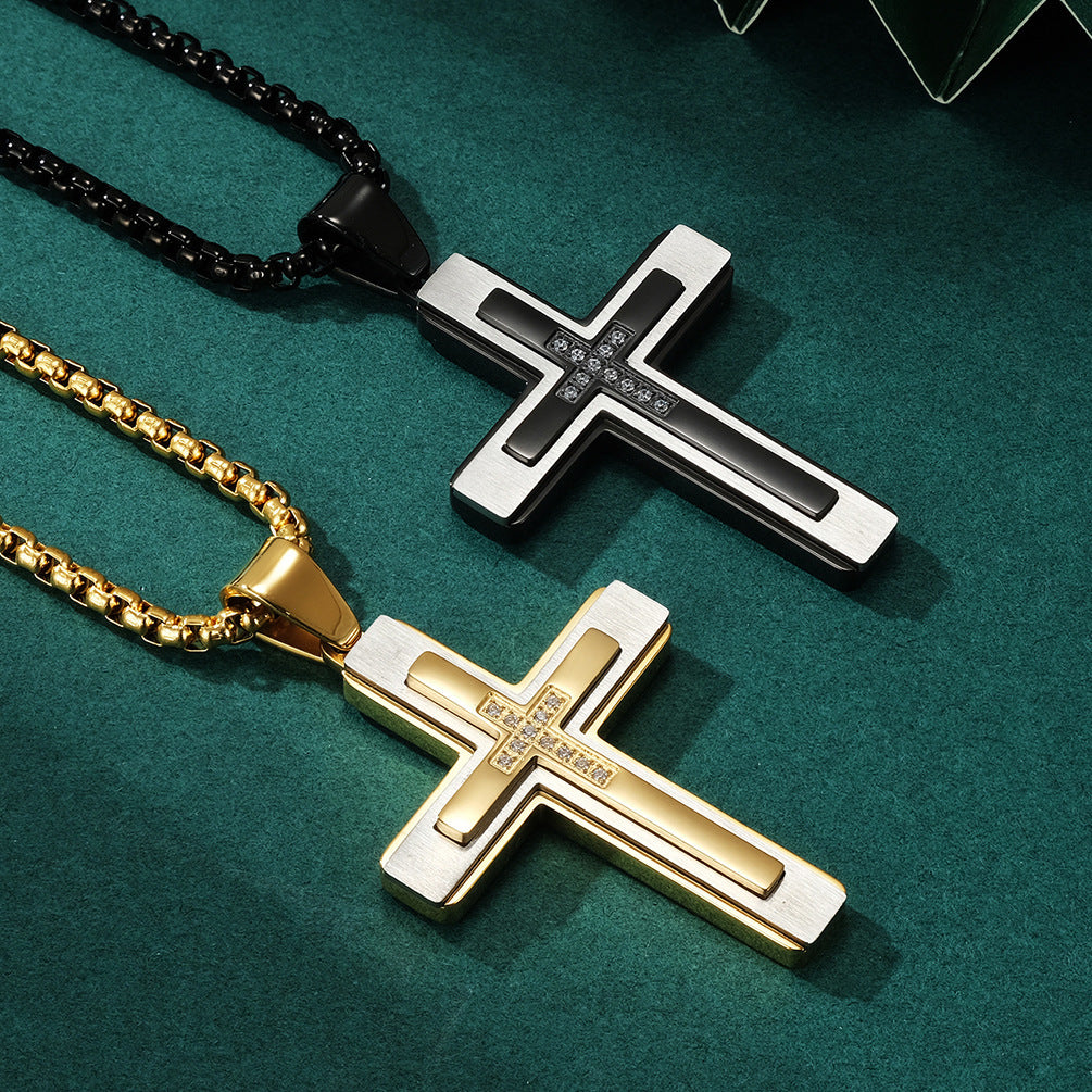 European And American Stone Cross Men's Pendant Necklace 6b36010c 4067 4383 9b79 85619645c784