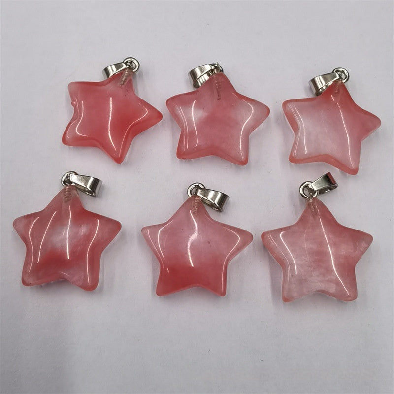 Natural Stone Crystal Agate Shuangbu Face Five-pointed Star Pendant 6b980dea c45d 4e96 a2f1 8e81f8f3e34e fine