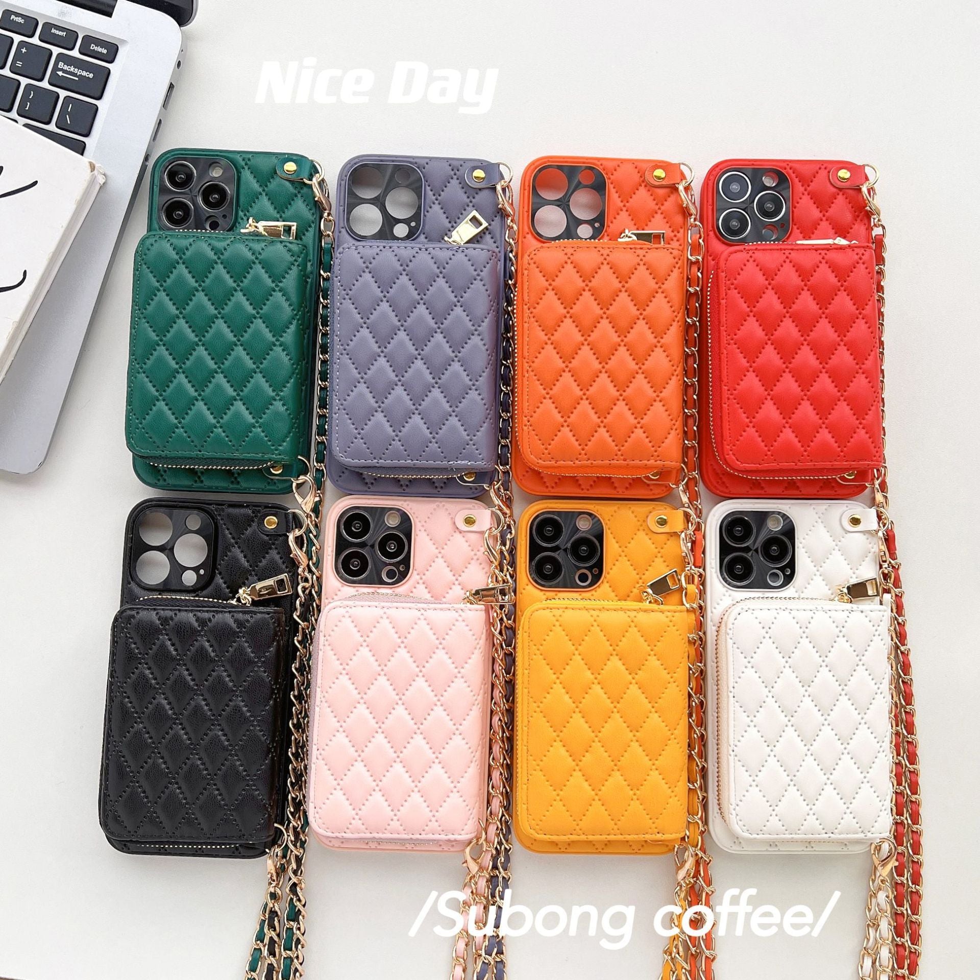Crossbody Card Insert Case Luxury Rhombus Lamb Skin 6baad450 0998 4db1 9751 c97ad8a227d9