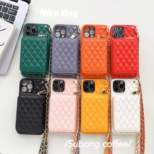 Crossbody Card Insert Case Luxury Rhombus Lamb Skin 6baad450 0998 4db1 9751 c97ad8a227d9
