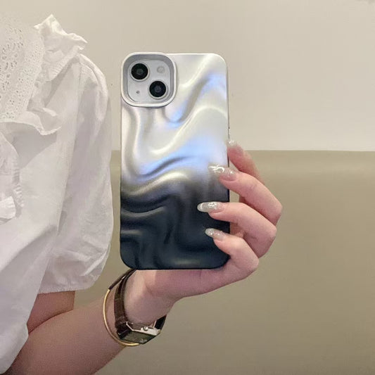 Simple Silver Black Water Ripple Three-dimensional Phone Case - 图片 1