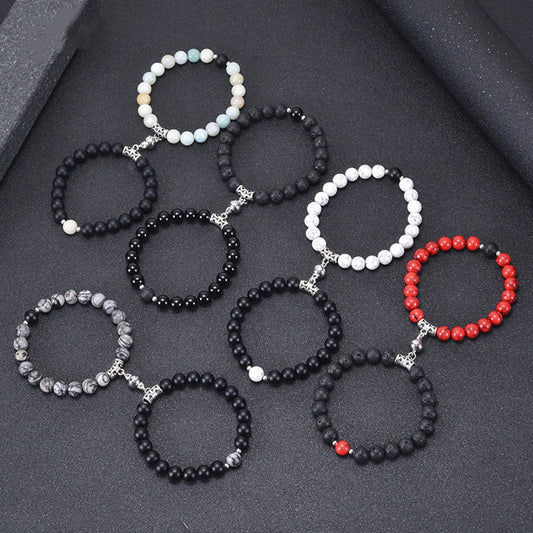 A Pair Of Distressed Natural Stone Couple Bracelets - HD Wireless Product #1