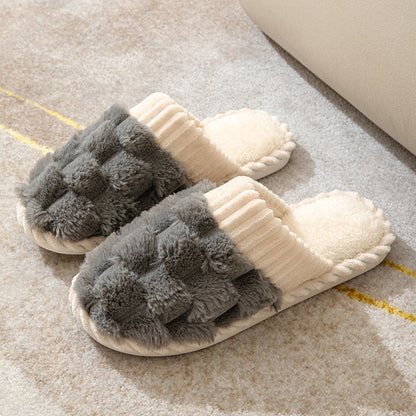 Indoor Warm Platform Couple Plush Slippers 6bca9cc9 851e 404e b50b e1b8dab82c93
