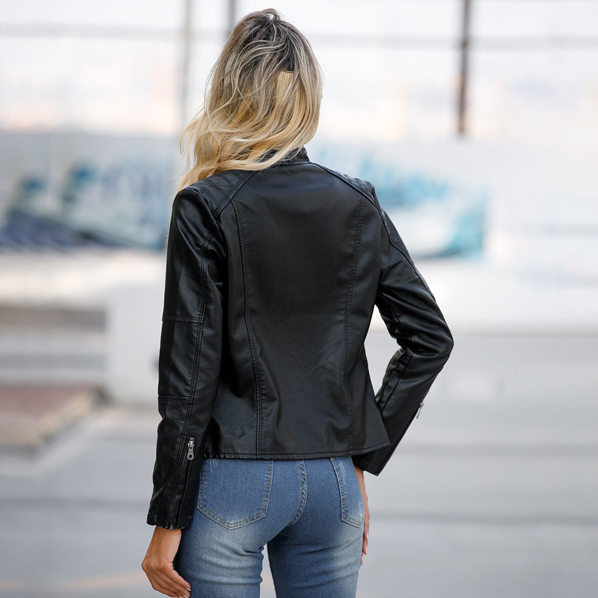 Thin Large Size Leather Clothing With Stand Collar Slim-fit Jacket 6bcfc8d2 2e50 4b18 8cf1 66a1621d52c9