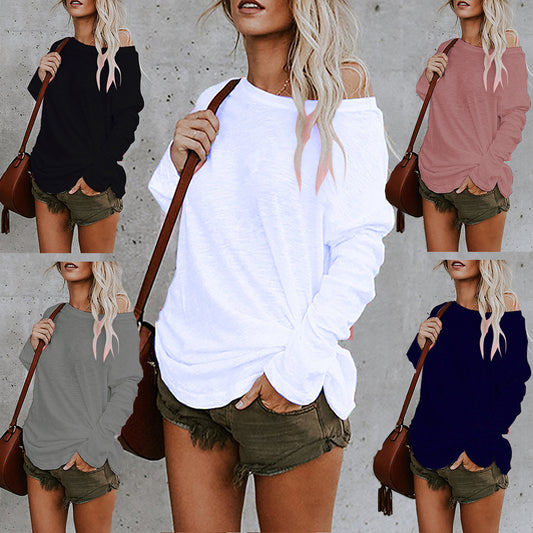 New Women's Casual Solid Color Long-sleeved Top T-shirt 6bdf6e62 aee5 4072 a512 d4e3d963de3a