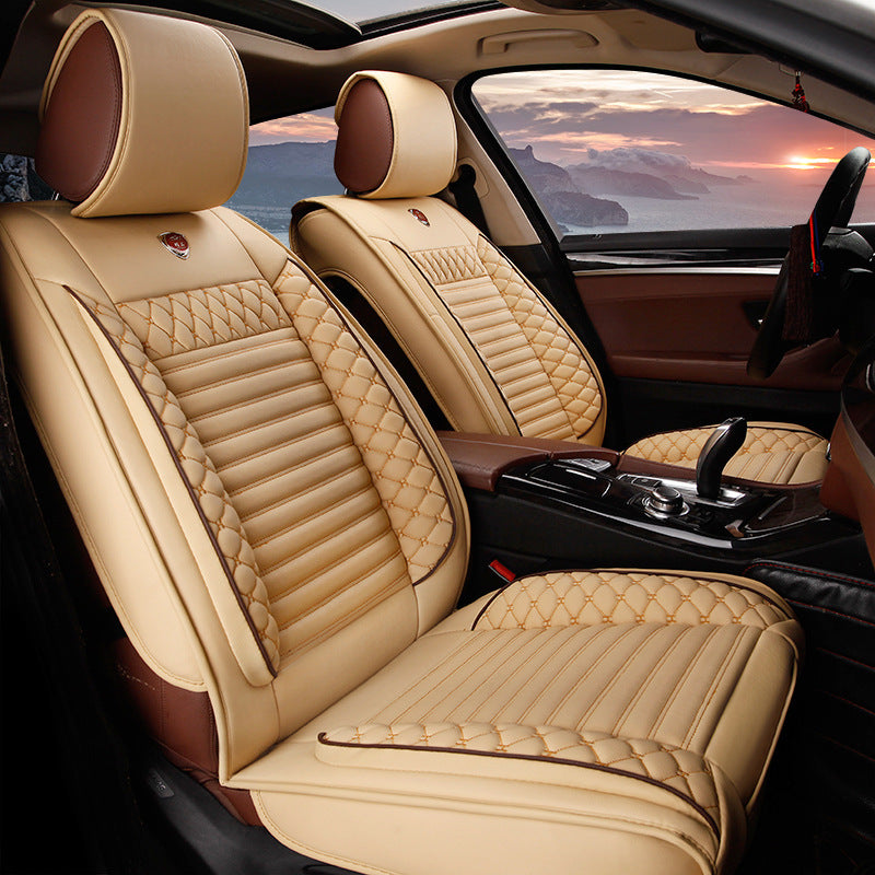 Four Seasons Universal Fully Surrounded Five-seat Car Leather Embroidery Car Mats 6be9c6fb 9e02 470b 95a5 49385292baab