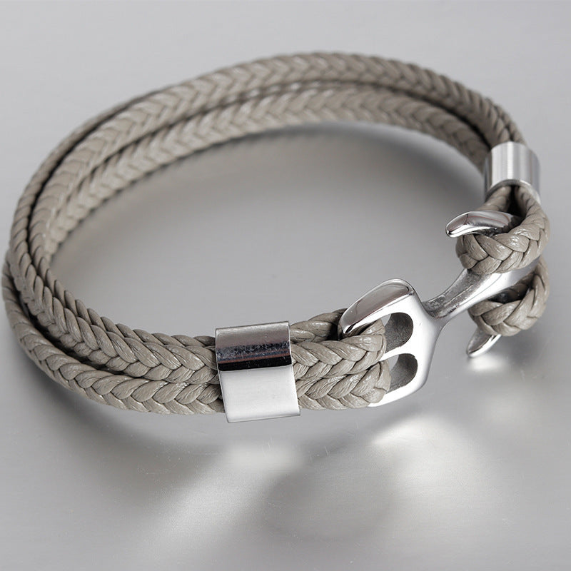 Stainless steel leather bracelet leather cord 6bfc2438 88ee 4264 a0f4 a8ac6d981908