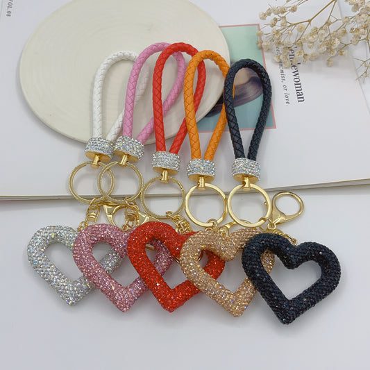 Polymer Clay Leather Rope Hollow Heart Keychain Cute High-end Bags Pendant Finished DIY Creative Small Pendant Wholesale 6c23