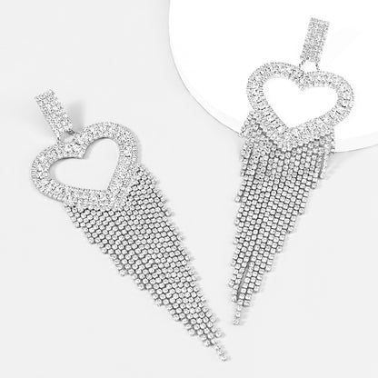 Alloy Diamond-encrusted Love Tassel Earrings Female 6c278722 57ff 4610 8d58 8a651d9ba808