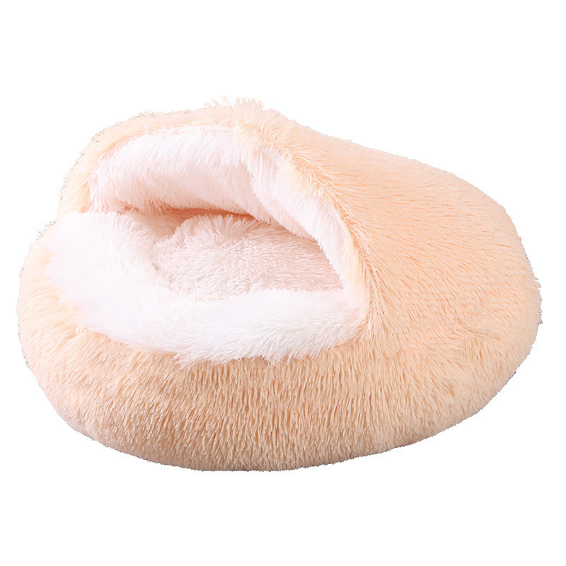 Deep Sleep Half-pack Semi-enclosed Dual-use Plush Round Pet Bed 6c369711 bf71 4c05 b21f 6c67dce48cbb