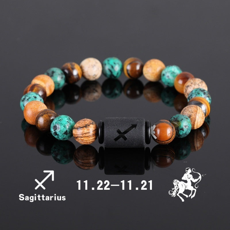 Twelve Constellation Elastic Bracelet Men Tigereye Couple Beaded 6c44a3f5 a2f2 4cc7 ac17 1529c8417671