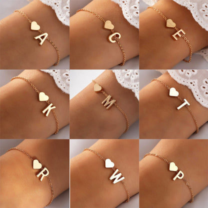 Minimalist Style Heart-shaped Letter Necklace Bracelet 6c560f86 0697 43c2 8fb5 a9f046352a9b