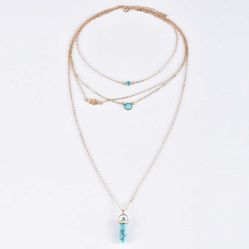 Fashion Eye Natural Tophus Necklace Crystal Column Pendant Necklace Combination 6c6c9239 cc27 4660 adbc e4e4a462272e