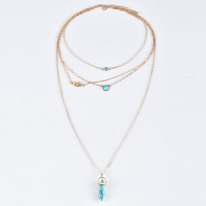 Fashion Eye Natural Tophus Necklace Crystal Column Pendant Necklace Combination 6c6c9239 cc27 4660 adbc e4e4a462272e
