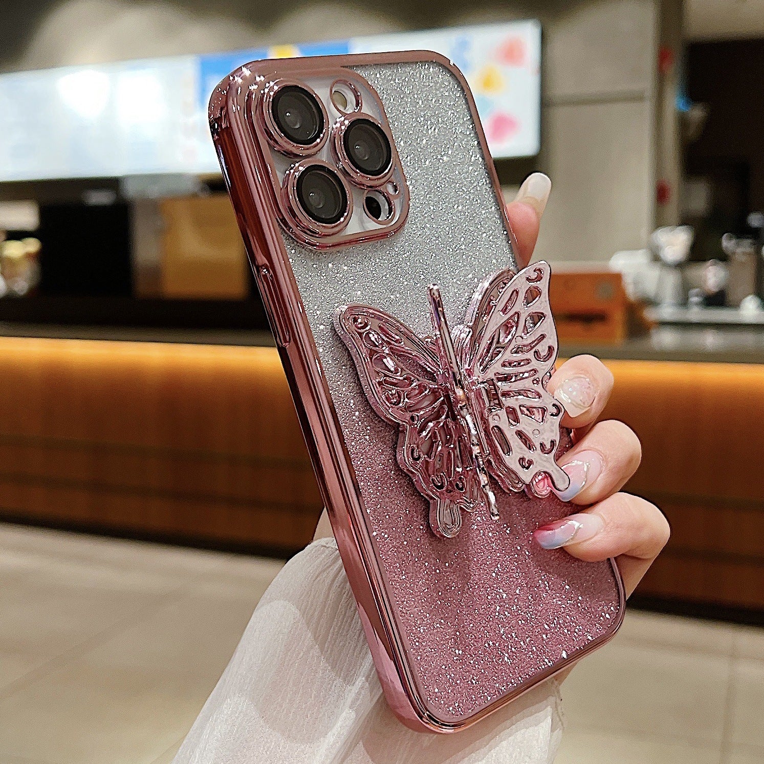 Hollow Butterfly Phone Case Gradient Transparent Plating Protective Cover 6c75890b a430 4233 b40f cba4724fbc32