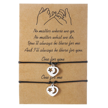 Simple Alloy Sun And Moon Wax Wire Weaving Adjustable Card Lovers Bracelet 6c7e3fbf 0708 45c2 bd63 16bc24e3fd07