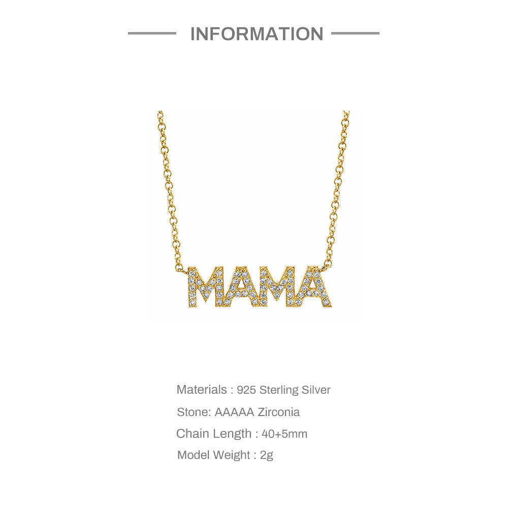 S925 Sterling Silver Mama Diamond Letters Necklace 6c9b8252 f23a 4f86 bcb7 bddd5895cbba
