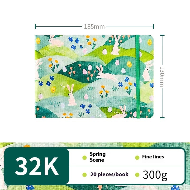 Feiluniao Watercolor Notebook Fabric Handmade Mini Portable Portable Character Sketch Hand Painted Graffiti Drawing Book - 图片 34