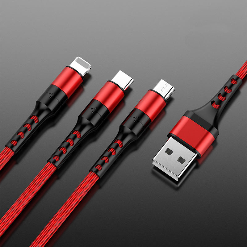 Braided One With Three Data Android Fast Charging Cable - 图片 3
