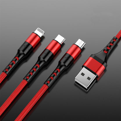 Braided One With Three Data Android Fast Charging Cable - 图片 3