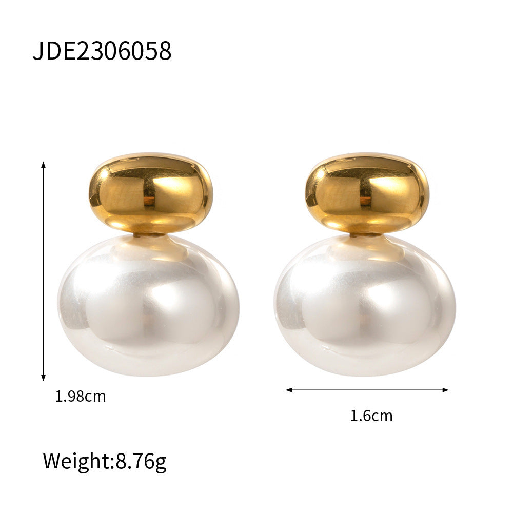 Stainless Steel Pearl Stud Earrings Titanium Steel 6cc79244 8bee 4be5 a2dc 34e88be8a348