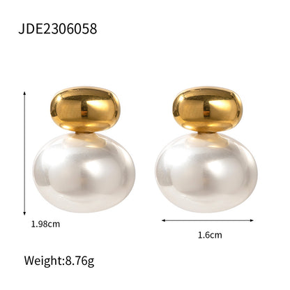 Stainless Steel Pearl Stud Earrings Titanium Steel 6cc79244 8bee 4be5 a2dc 34e88be8a348