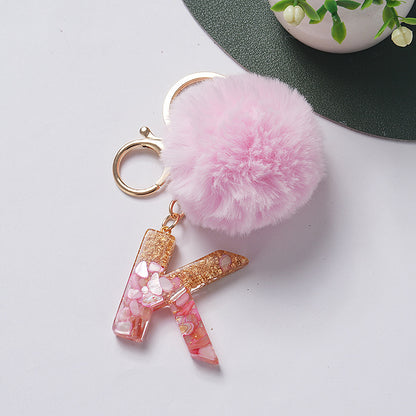 Hair Ball Pendant 26 English Letters Epoxy Keychain 6cd3bf66 152f 479b b66e 18b75a87e98e