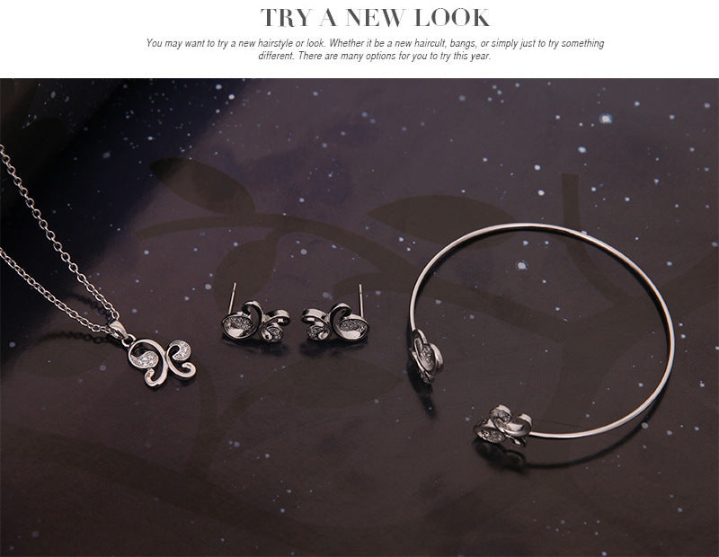 Three-piece Set Of New Butterfly Diamond Jewelry 6cd950d8 a167 404b 896a 8a02bc20197c