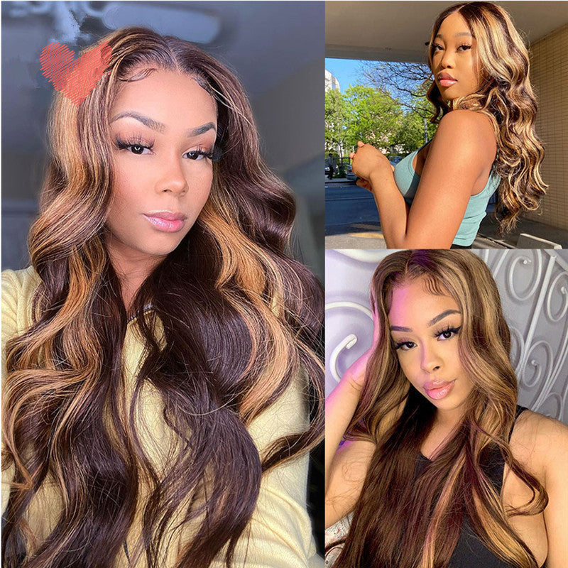 Women's Fashion Foreign Trade Wigs, Long Curly Hair, Chemical Fiber Wigs, Rose Net 6cf1146f ed64 42d3 aa63 448ff58c2820