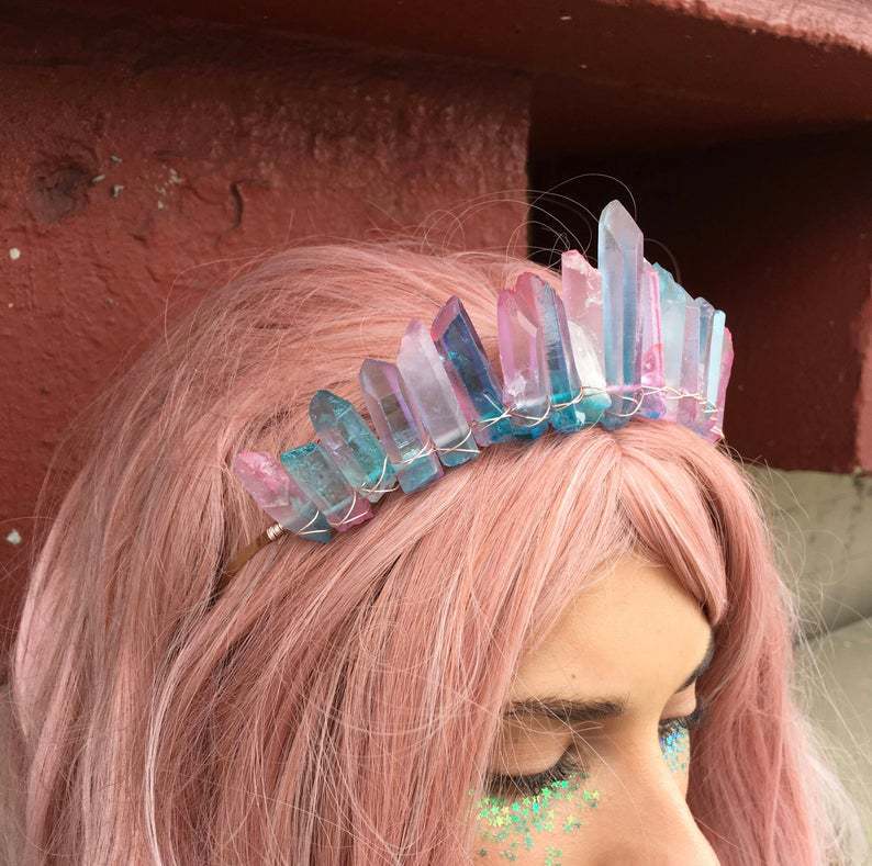Electroplated Mermaid Purple Blue Crystal Crown Hair Band 6cf95070 9e93 47e5 a4b4 b258784cdb9d