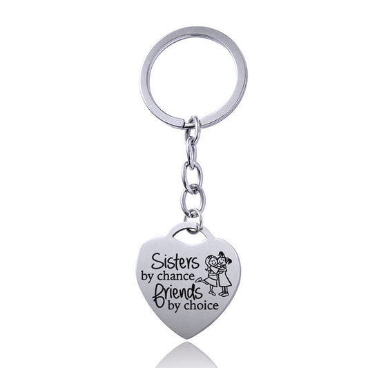 Stainless Steel Heart Sisters Best Friends Inspirational Keychains 6d270cee fec6 4fa3 979d 8b1e7fe45161