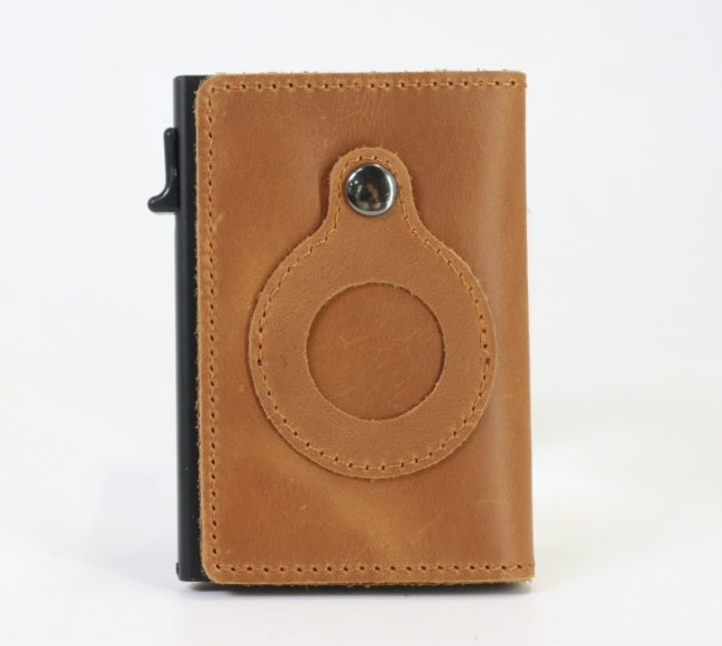 AirTag Wallet Anti Theft Bullet Card Bag Multi-functional Rfid Card Holder Men's Leather Slim Wallets For Airtag Air Tag 6d4c