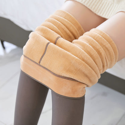 Fake Translucent Plus Size Leggings Fleece Lined Tights Fall And Winter Warm Fleece Pantyhose Women Fleece Lined Pantyhose Th