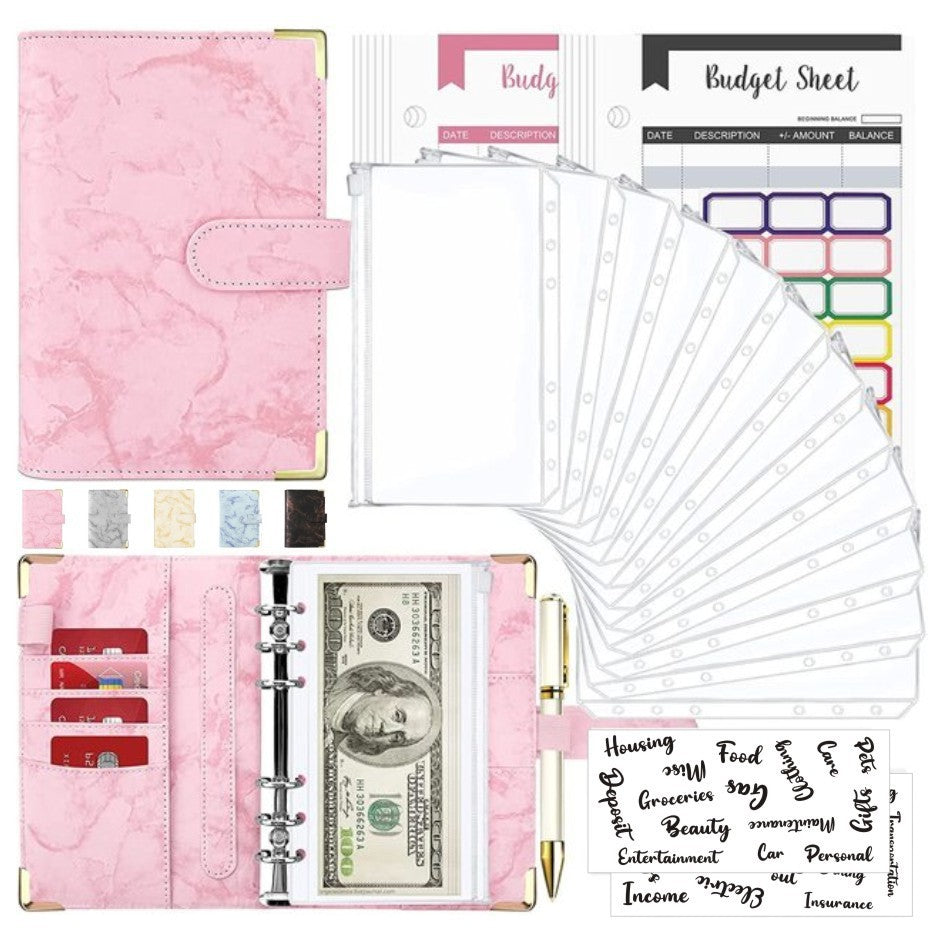 Spot Cross-border A6 Loose-leaf Binder Journal Book Marbling Notebook Leather PU6 Hole Loose Spiral Notebook Cash Budget 6d5a