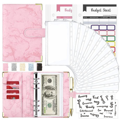 Spot Cross-border A6 Loose-leaf Binder Journal Book Marbling Notebook Leather PU6 Hole Loose Spiral Notebook Cash Budget 6d5a