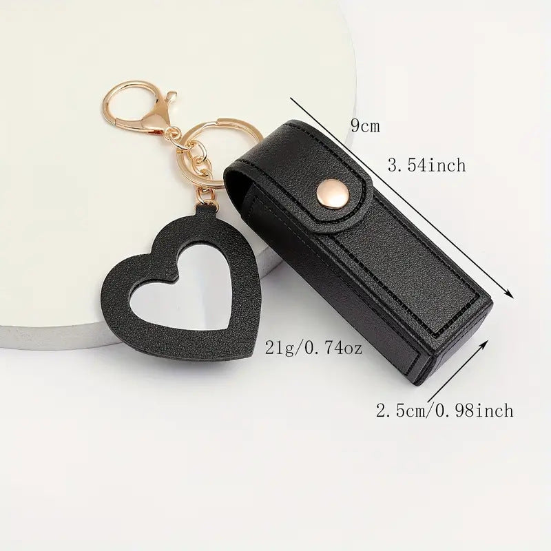 Glass Mirror Keychain Pendant Cross-border Pu Love Lipstick Pack