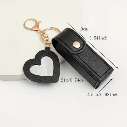 Glass Mirror Keychain Pendant Cross-border Pu Love Lipstick Pack