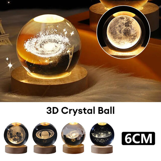 Luminous Starry Sky And Planets Moon Moon Crystal Ball Small Night Lamp Projection Ambience Light Creative Gift New Strange G