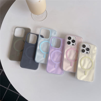 Skin-sensitive Color Corrugated Stripe Magnetic Phone Case - 图片 2