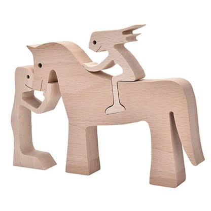 DIY Figurine Wood Dog Ornament Sculpture Home Decoration A Man A Dog Wood Sculpture Christmas Gifts Model Decor 6da17c0c f474