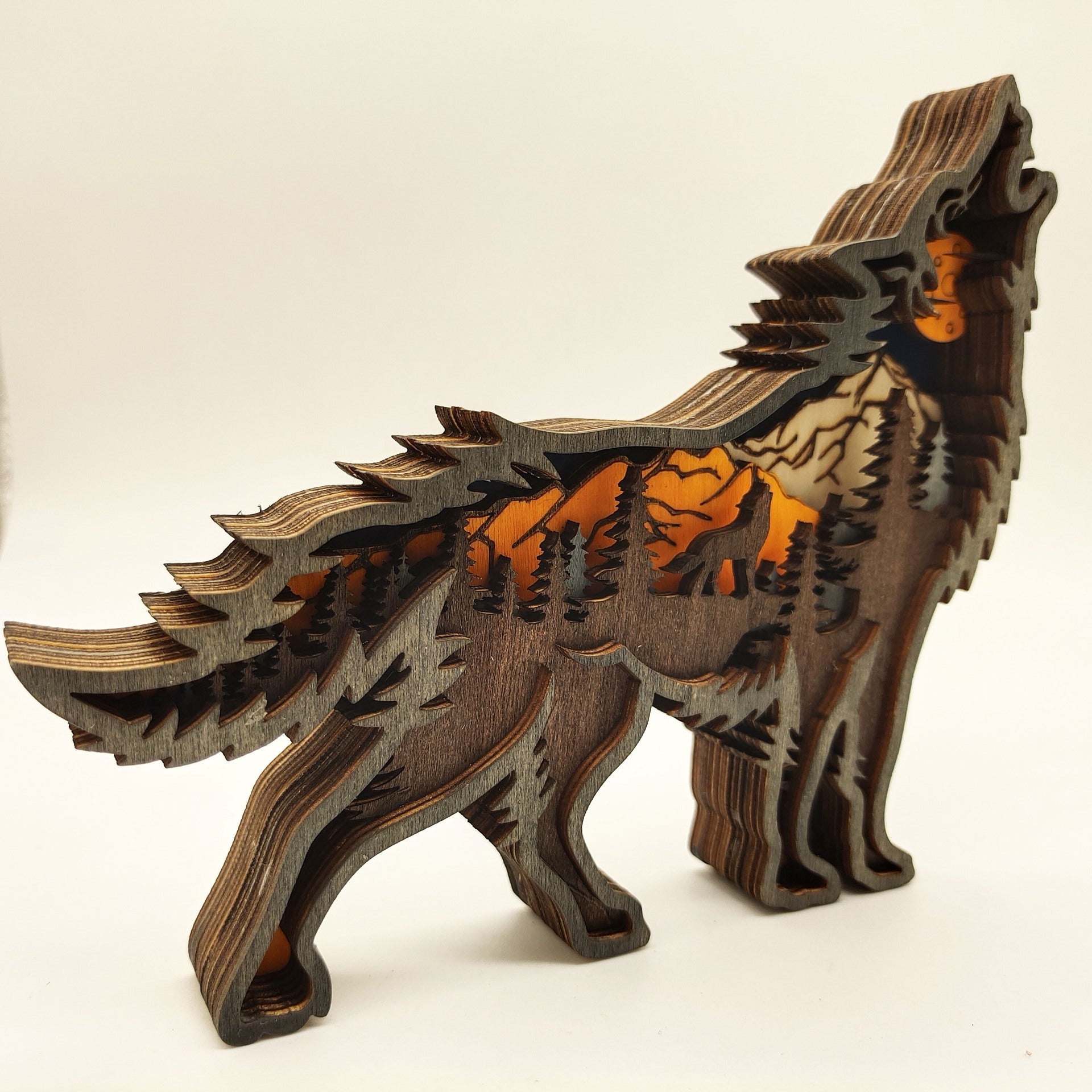 Christmas Decoration Wooden Animal Carving Handcraft Gift Wall Hanging Sculpture 3D Bear Deer Elk Art Decor New Year Ornament