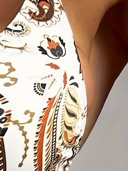 Digital Printing Triangle Sexy Conservative Strap One-piece Swimsuit For Women