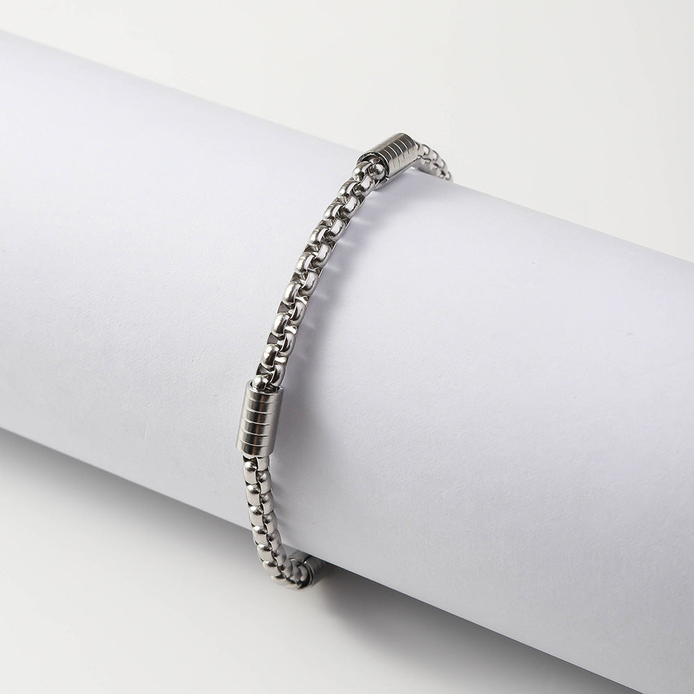 Men's Square Pearl Tube Chain Stainless Steel Bracelet 6deea7bf ab79 43ea 8b69 b24645a20701