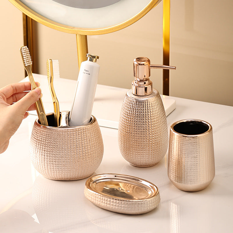Home Bathroom Rose Gold Ceramic Cleaning Kit 6df39dc3 151e 4aea 91c5 3edd13393137