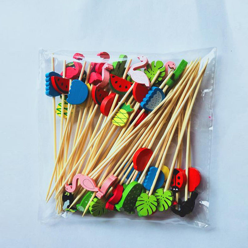 Disposable Christmas Tree Fruit Toothpick Fancy Bamboo String Bamboo Stick Cocktail Art Fruit Fork New 5 Models 6e460981 9e64