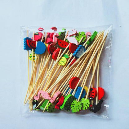 Disposable Christmas Tree Fruit Toothpick Fancy Bamboo String Bamboo Stick Cocktail Art Fruit Fork New 5 Models 6e460981 9e64