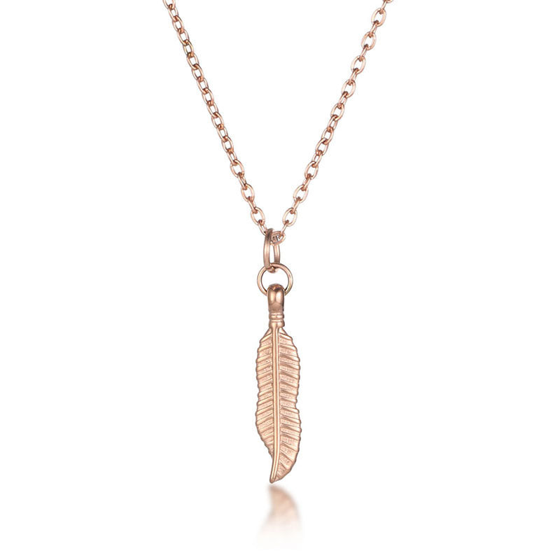 Simple Titanium Steel Clavicle Chain Leaf Pendant Long Necklace 6e71f399 65ad 4b4d b8c1 2cbe98eab4a9